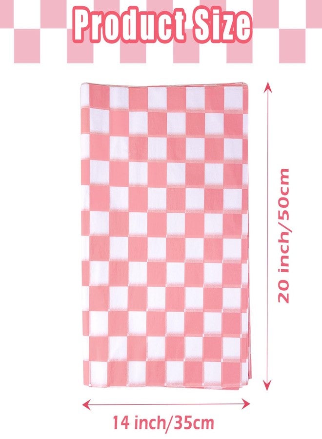 MUNILAIL 100 Sheets Checkered Tissue Paper 14 x 20 Inches Pink and White Gift Wrapping Paper Race Car Art Paper for Birthday Party Decorations Packaging Tissue Paper - Image 3